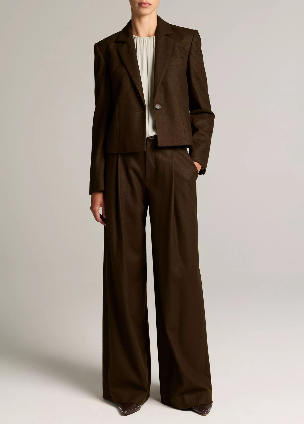 Vince Camille Italian Wool-Blend Flannel Wide-Leg Trouser | Pinewood