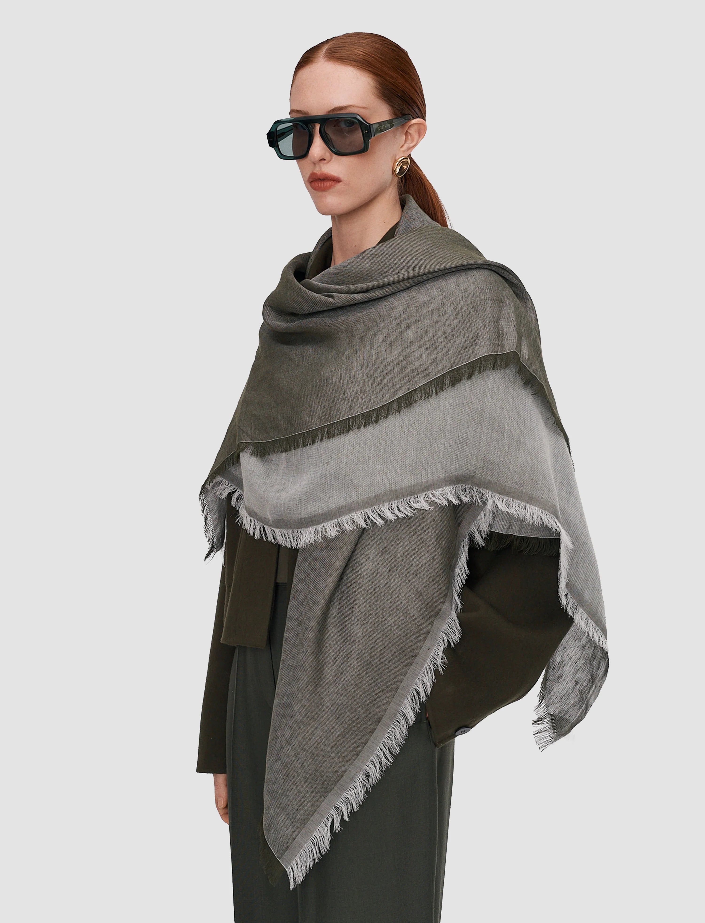 Joseph Fern Linen Scarf | Palm Leaf