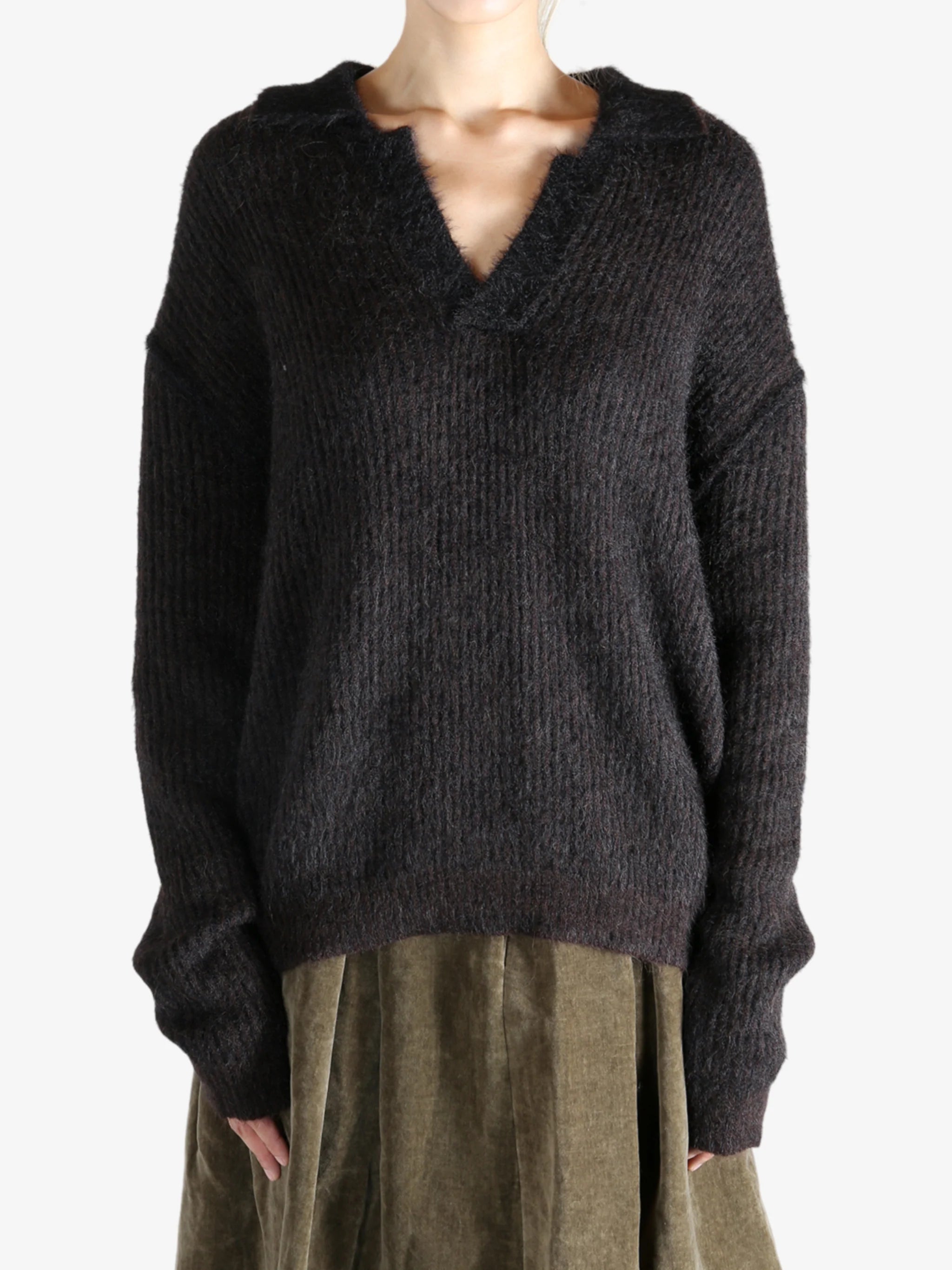 Uma Wang Polo Sweater Brown/Black