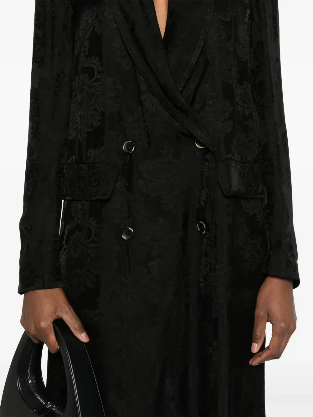 Uma Wang Black Jacquard Camelot Coat