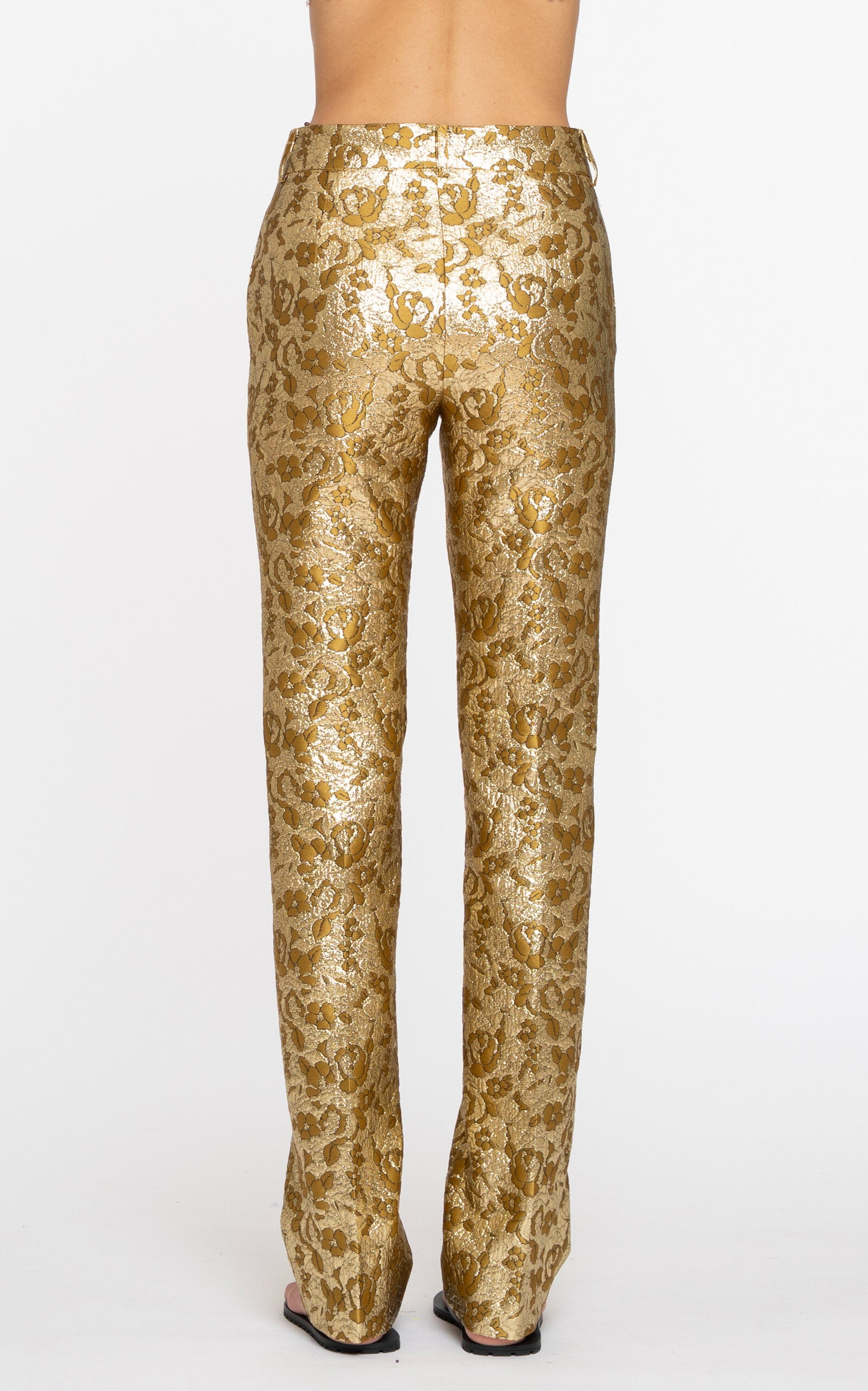 Des Phemmes Jacquard Tailored Pant | Gold/Olive