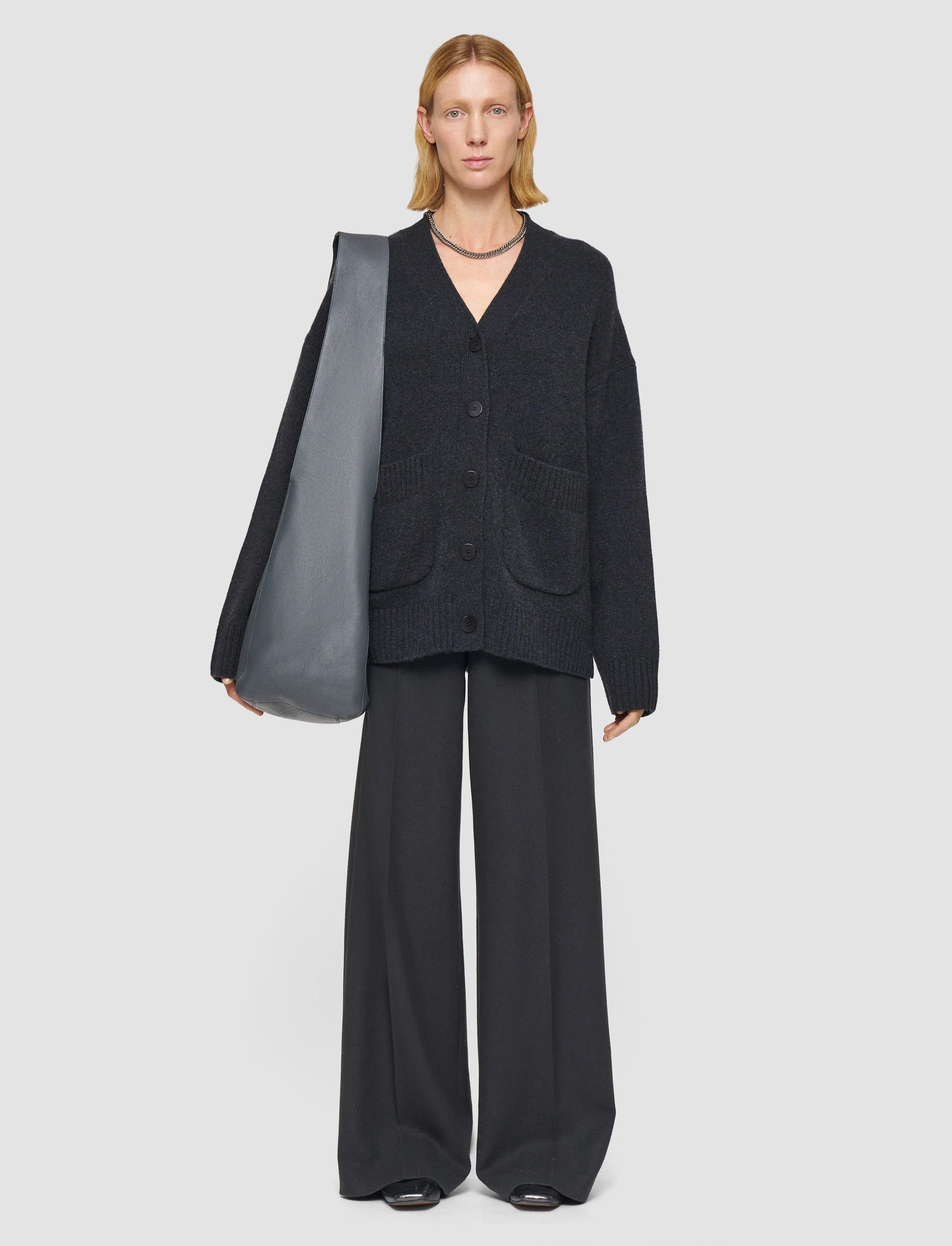 Joseph Luxe Cashmere Cardigan Dark Smoke