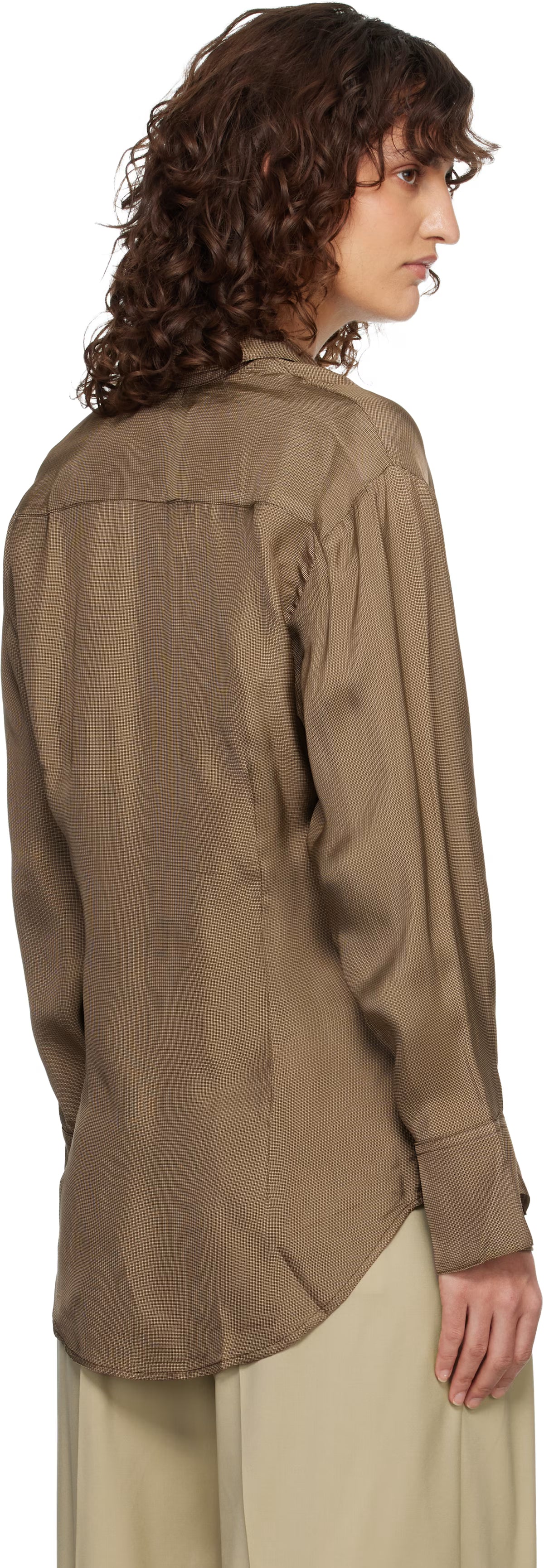 Róhe Relaxed Shaped Shirt | Brown Mini Check