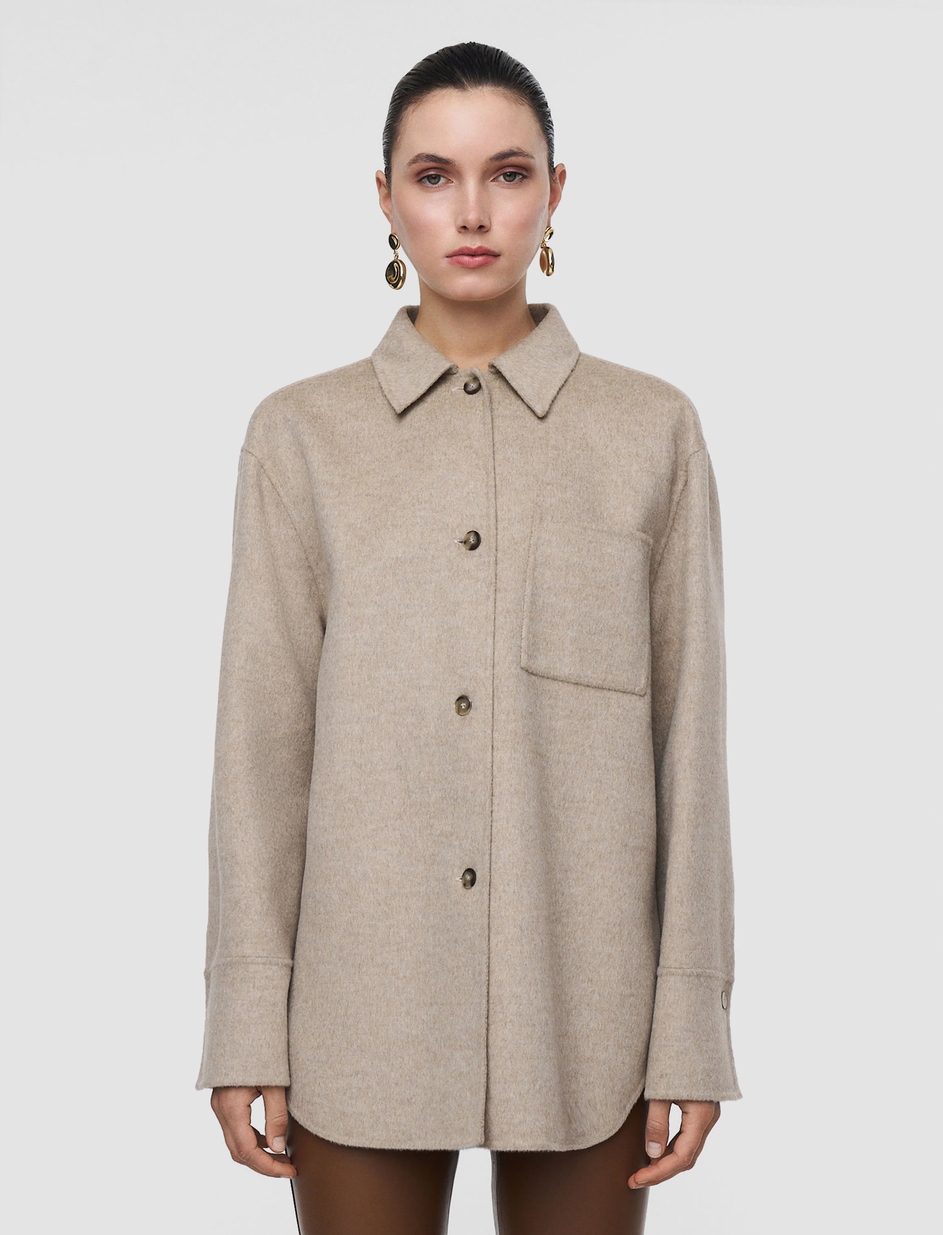 Joseph Wada Double Face Cashmere Shirt Jacket | Powder Melange