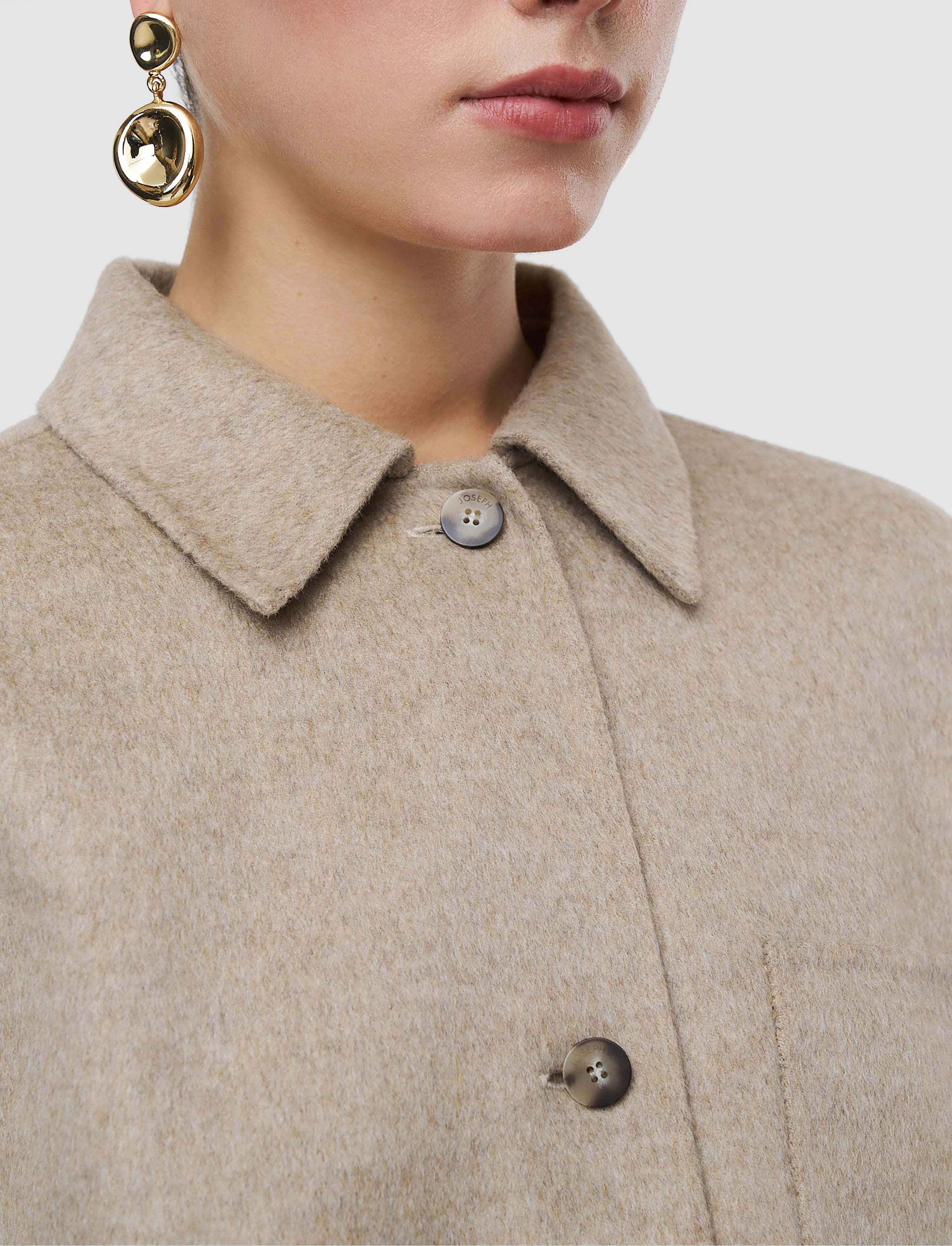 Joseph Wada Double Face Cashmere Shirt Jacket | Powder Melange