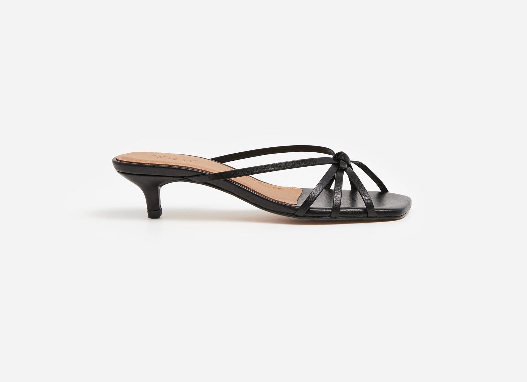 Flattered Eunisa Black Leather Heeled Sandal