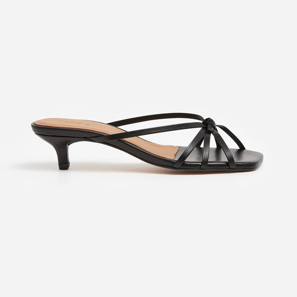 flattered eunisaサンダル Eunisa Leather Black Heel – Flattered