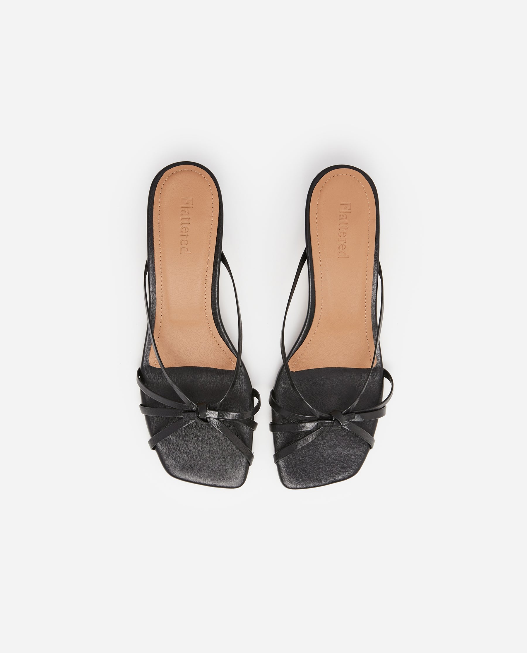 Flattered Eunisa Black Leather Heeled Sandal