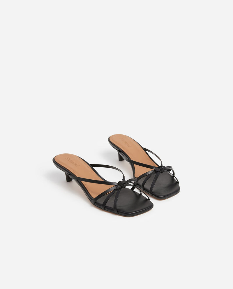 Flattered Eunisa Black Leather Heeled Sandal