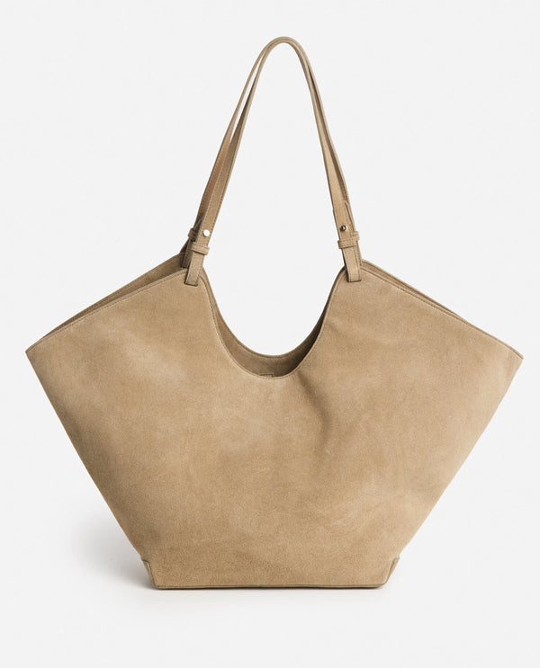 Flattered Sand Suede Dahlia Tote Bag