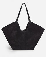 Flattered Black Suede Dahlia Tote Bag