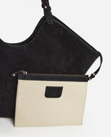 Flattered Black Suede Dahlia Tote Bag