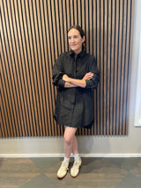 Gaiavittoria Black Taffeta Shirt Dress