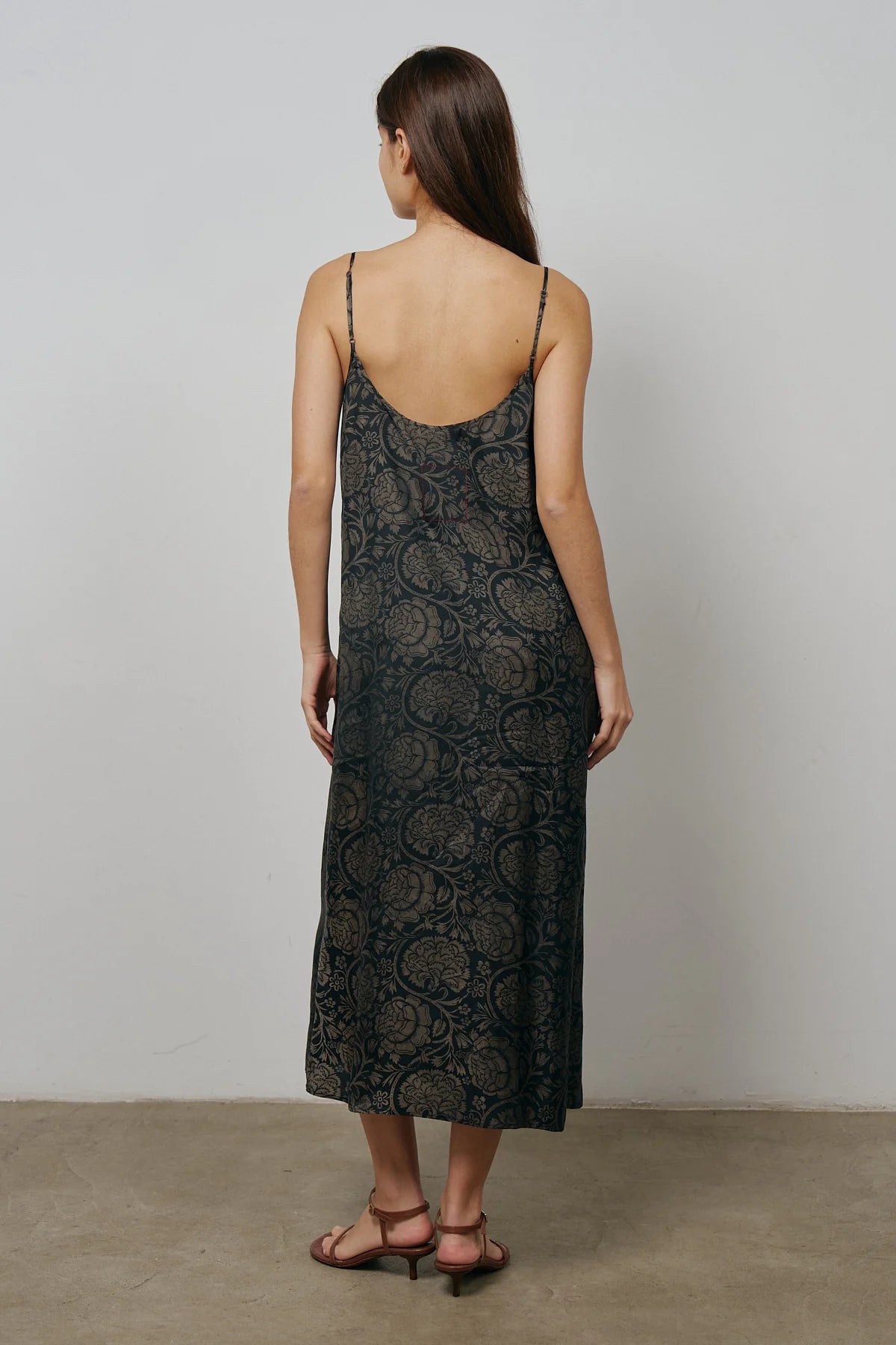 Uma Wang Anaya Print Slip Dress | Black Tan