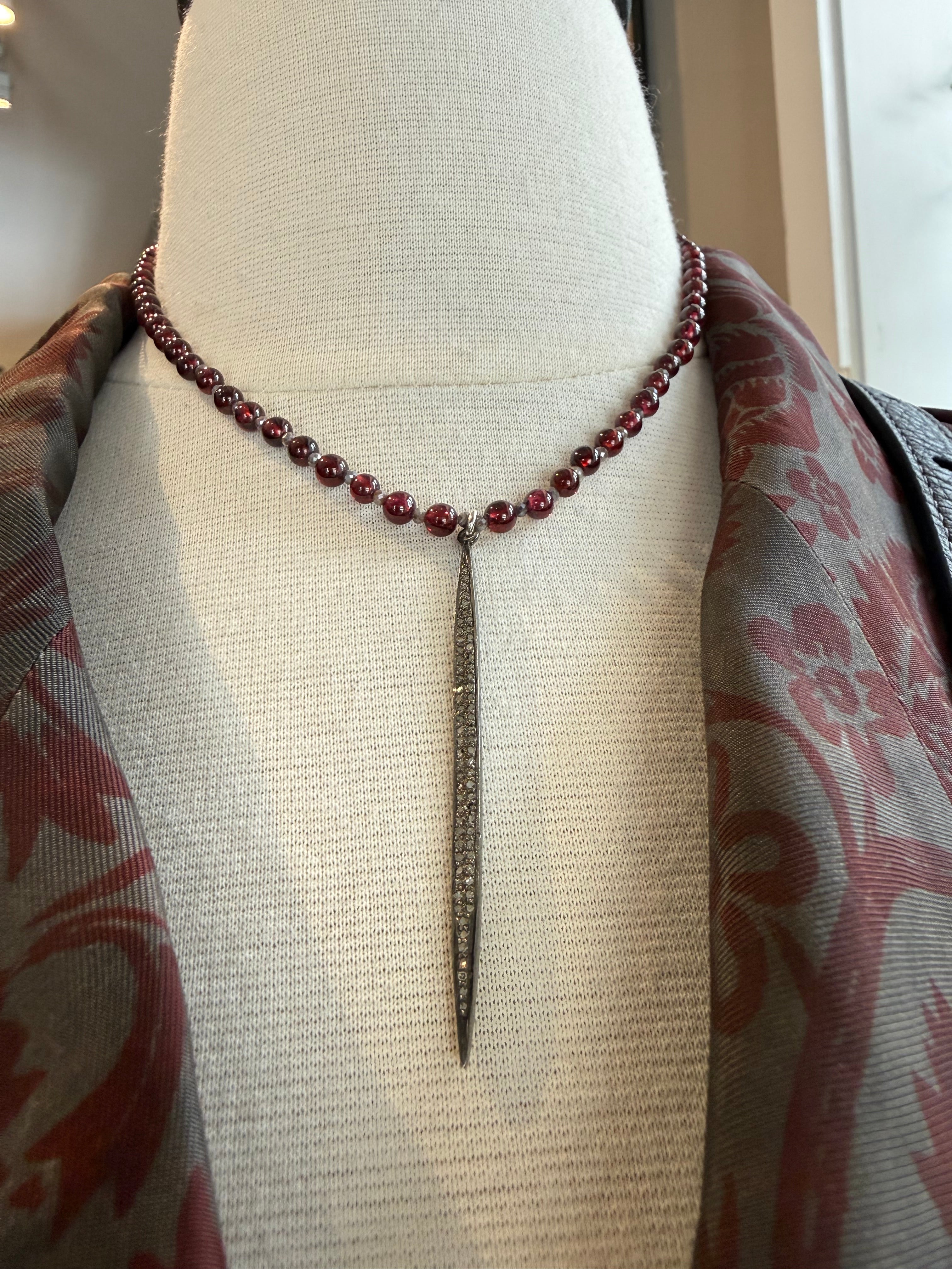 TLO Garnet Necklace/ Pave Straight