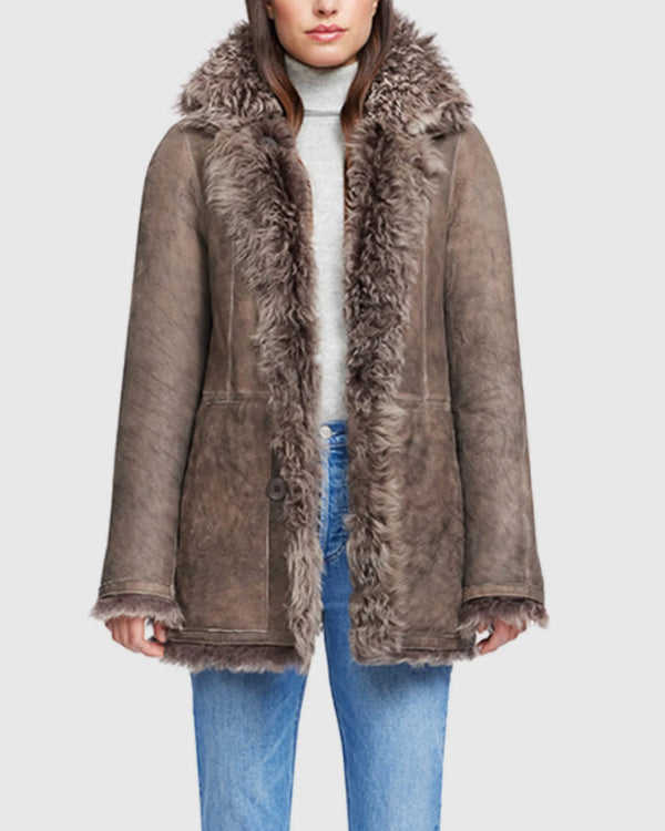 HiSO Milky Way Ancient Brown Shearling Coat