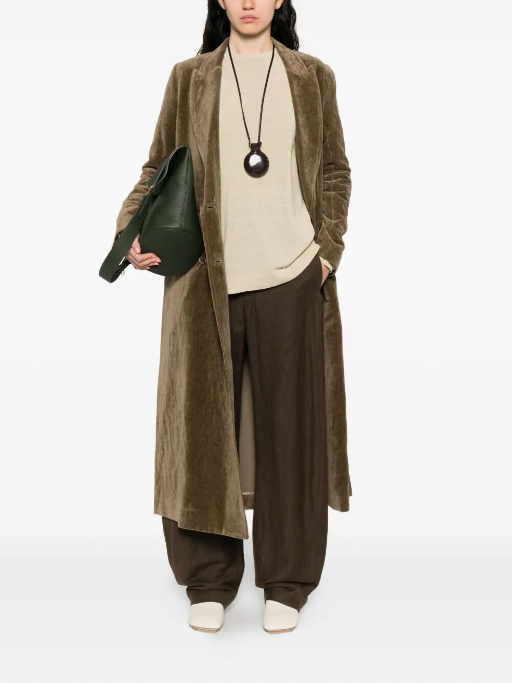 Uma Wang Velvet Camelot Coat Mustard