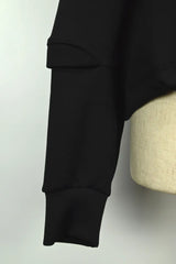 UJOH Black Long Sleeve Cropped Drawcord Top
