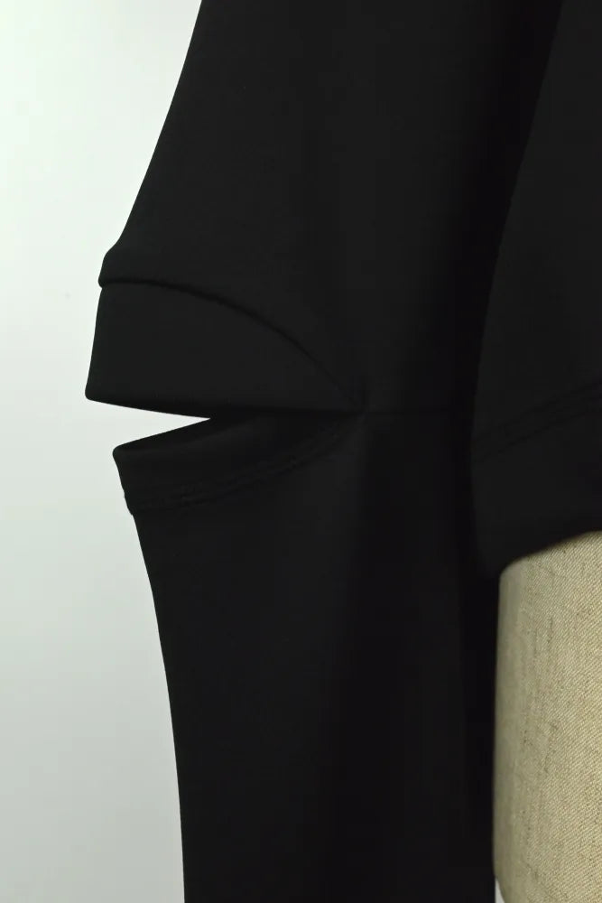 UJOH Black Long Sleeve Cropped Drawcord Top