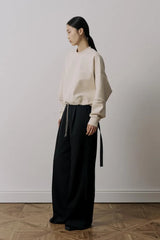 UJOH Black Long Sleeve Cropped Drawcord Top
