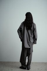 UJOH Slate Grey Pinstripe Shirt Jacket