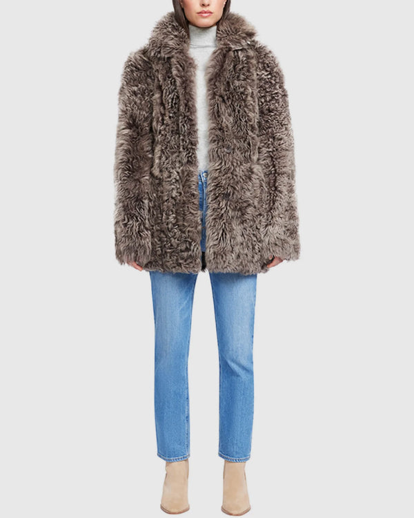 HiSO Milky Way Ancient Brown Shearling Coat