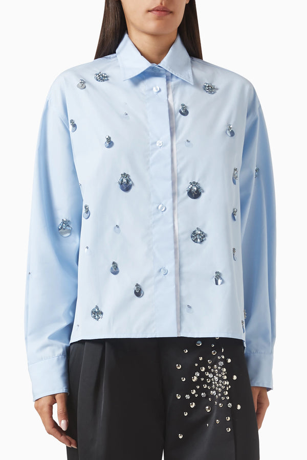 Des Phemmes Blue Embellished Shirt
