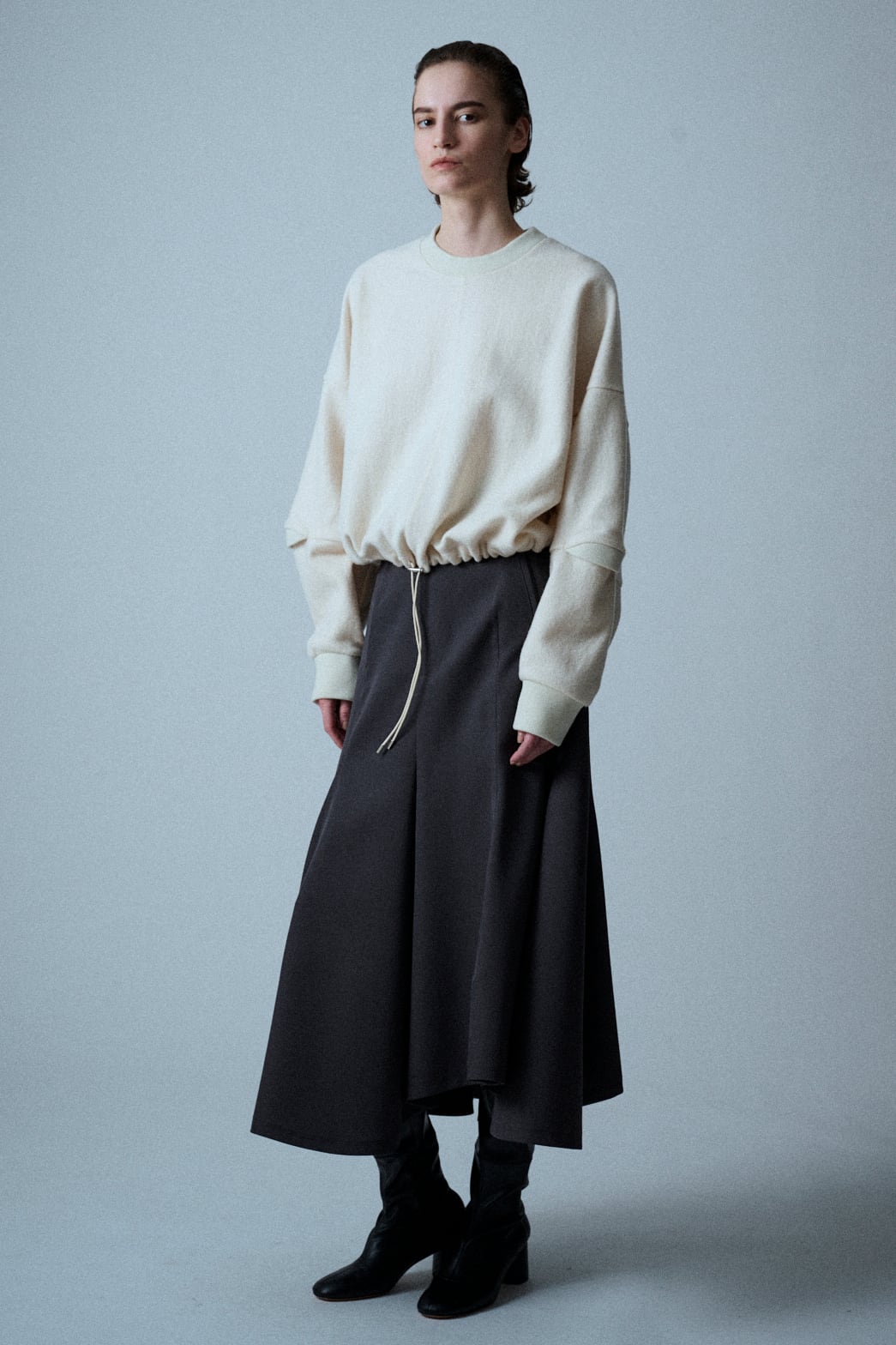 UJOH Draw Cord Fleece Top | Ivory