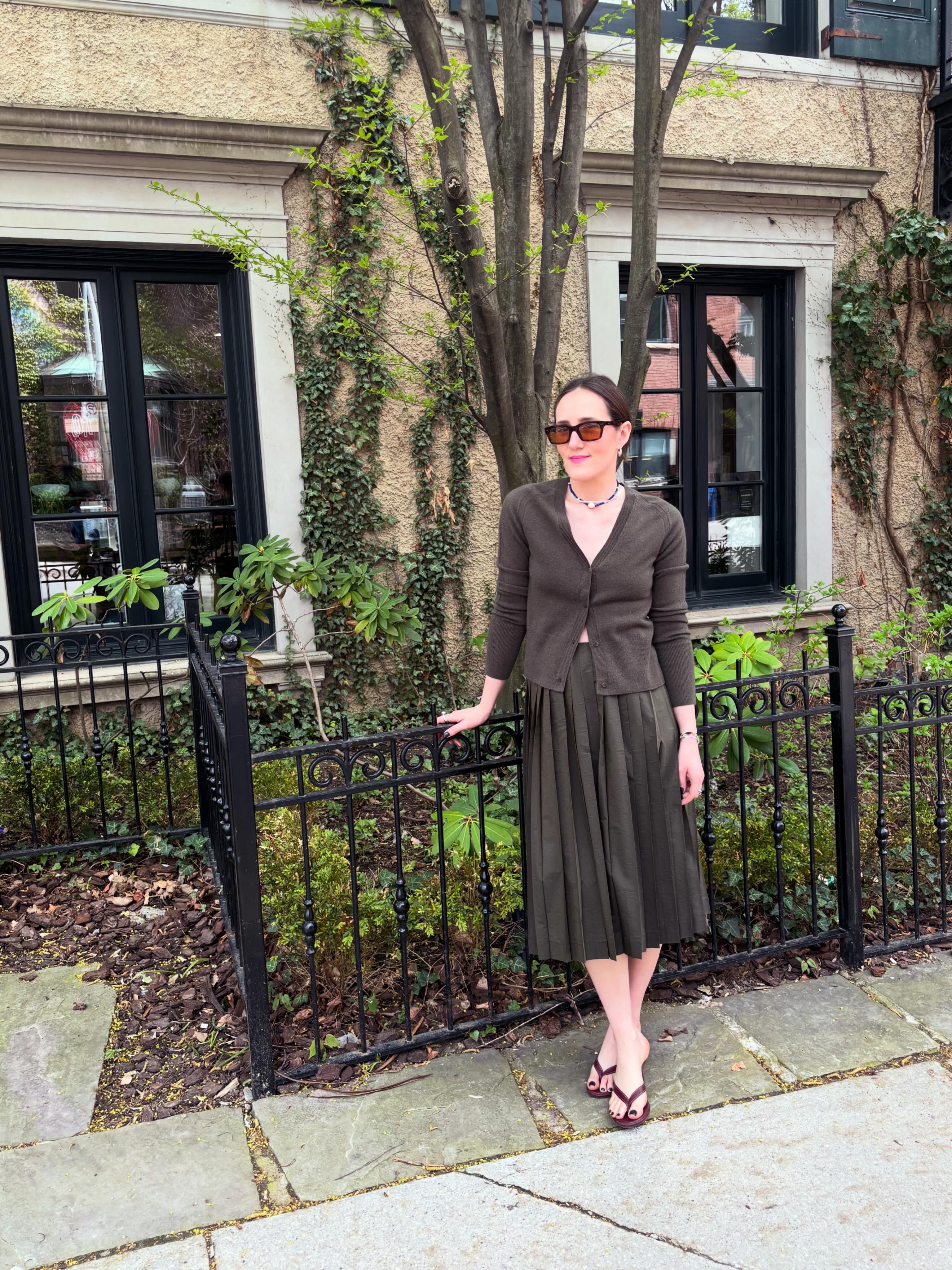 Hache Blair Pleated Skirt | Khaki