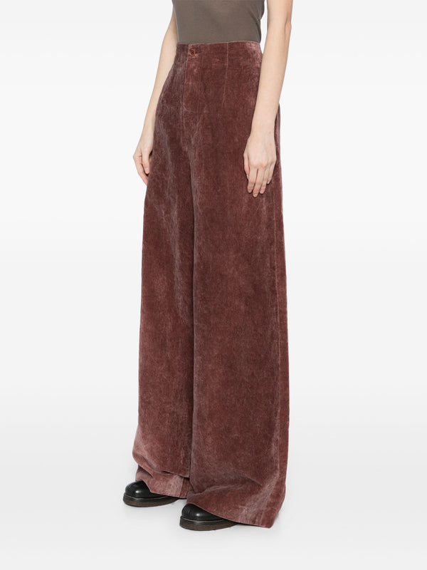 Uma Wang Punnet Velvet Pants Dark Red