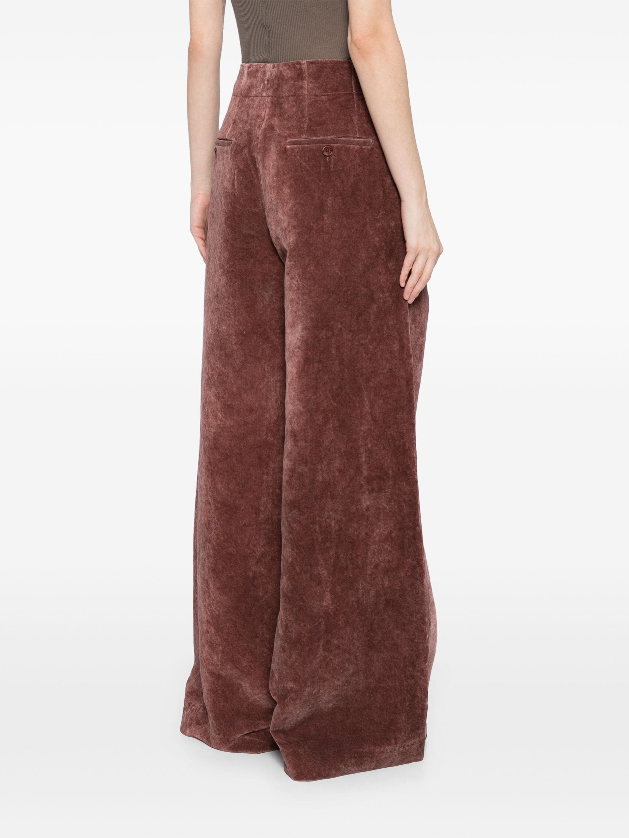 Uma Wang Punnet Velvet Pants Dark Red
