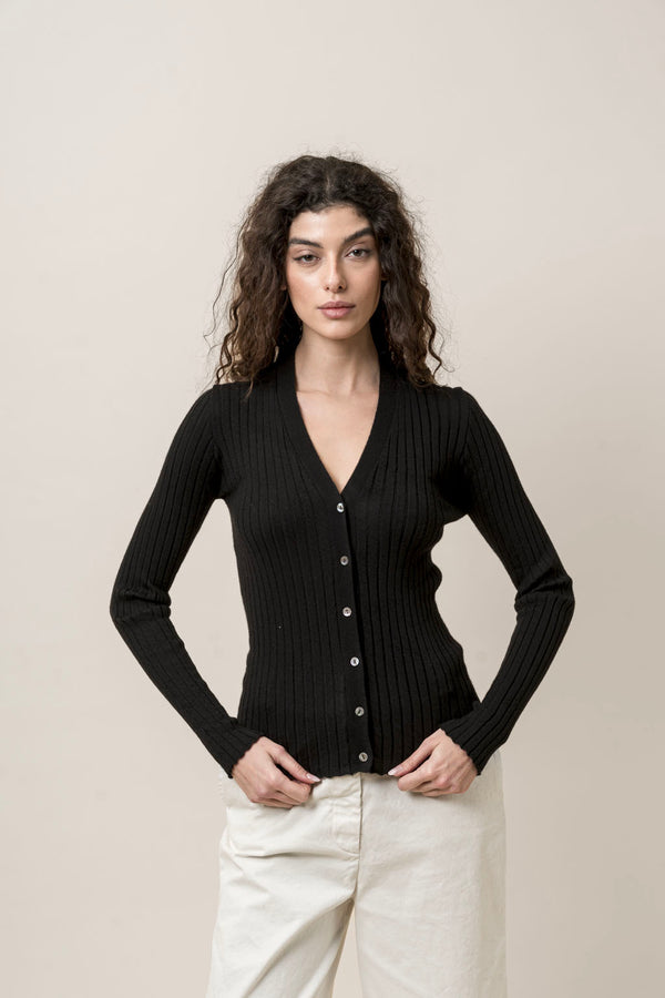 MJ Watson Ribbed Cashmere Cardigan