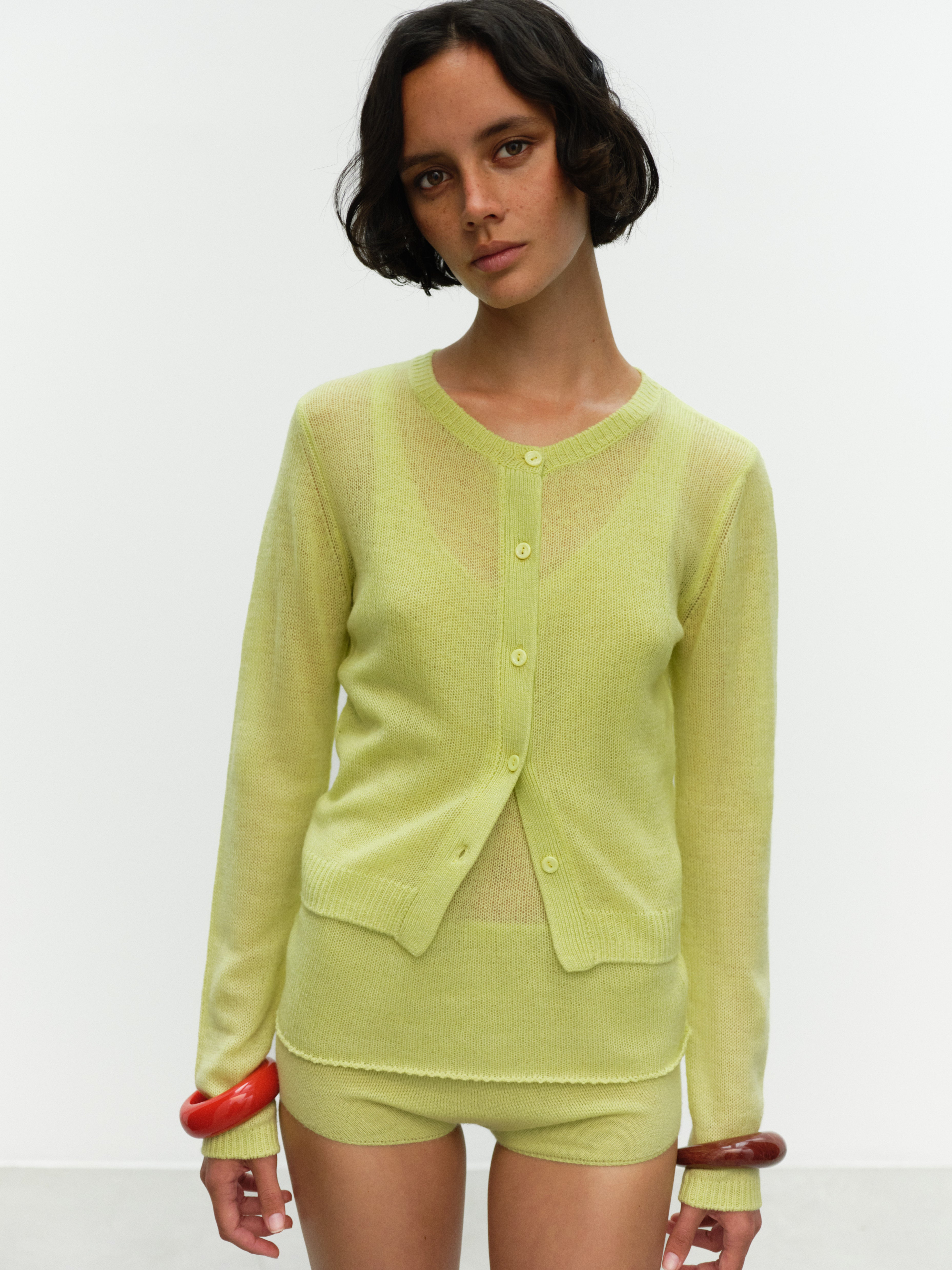 ELY ELY Mabella Cashmere Cardigan | Sunny Lime