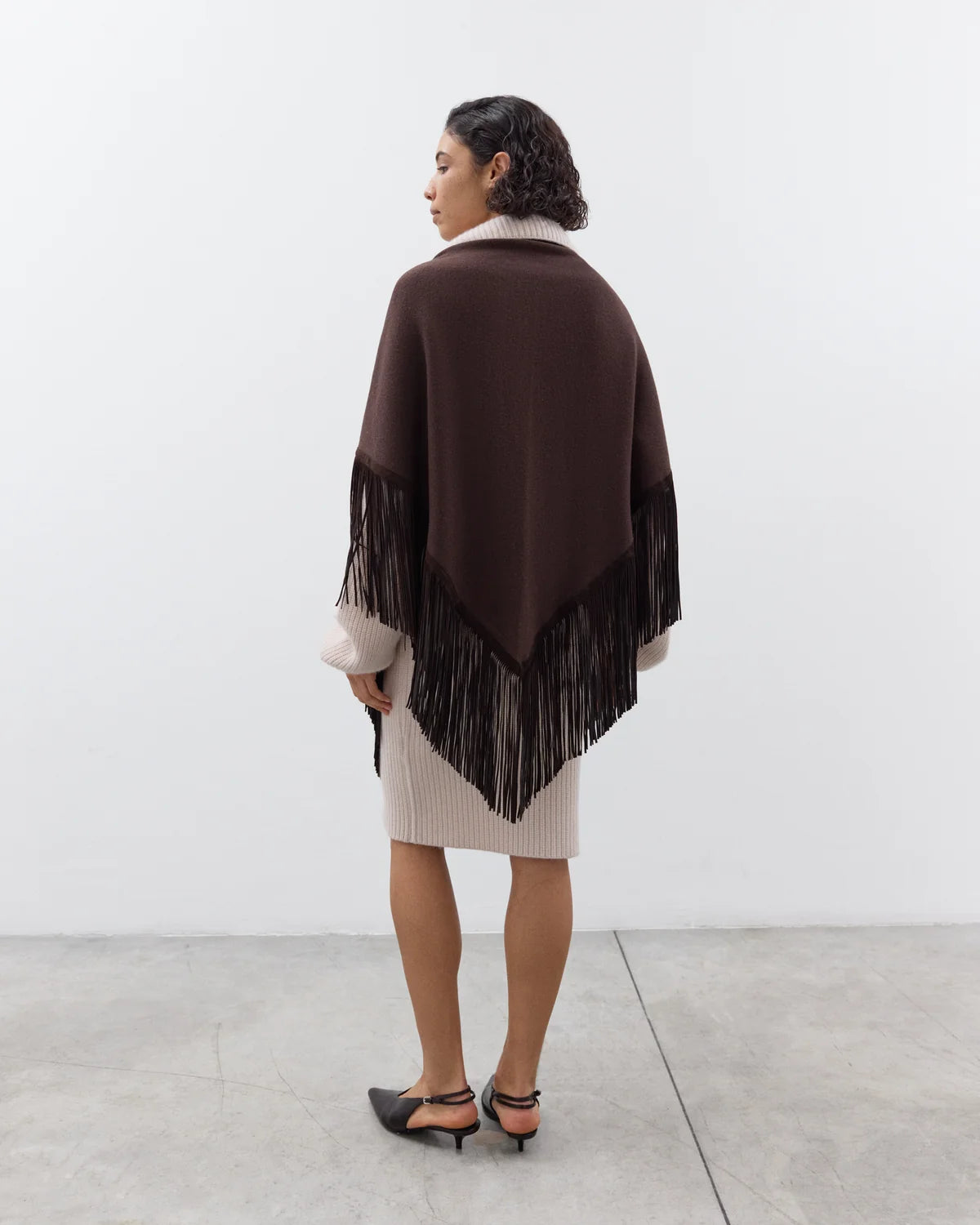 ELY ELY Comte Cashmere Fringe Wrap Scarf | Brown