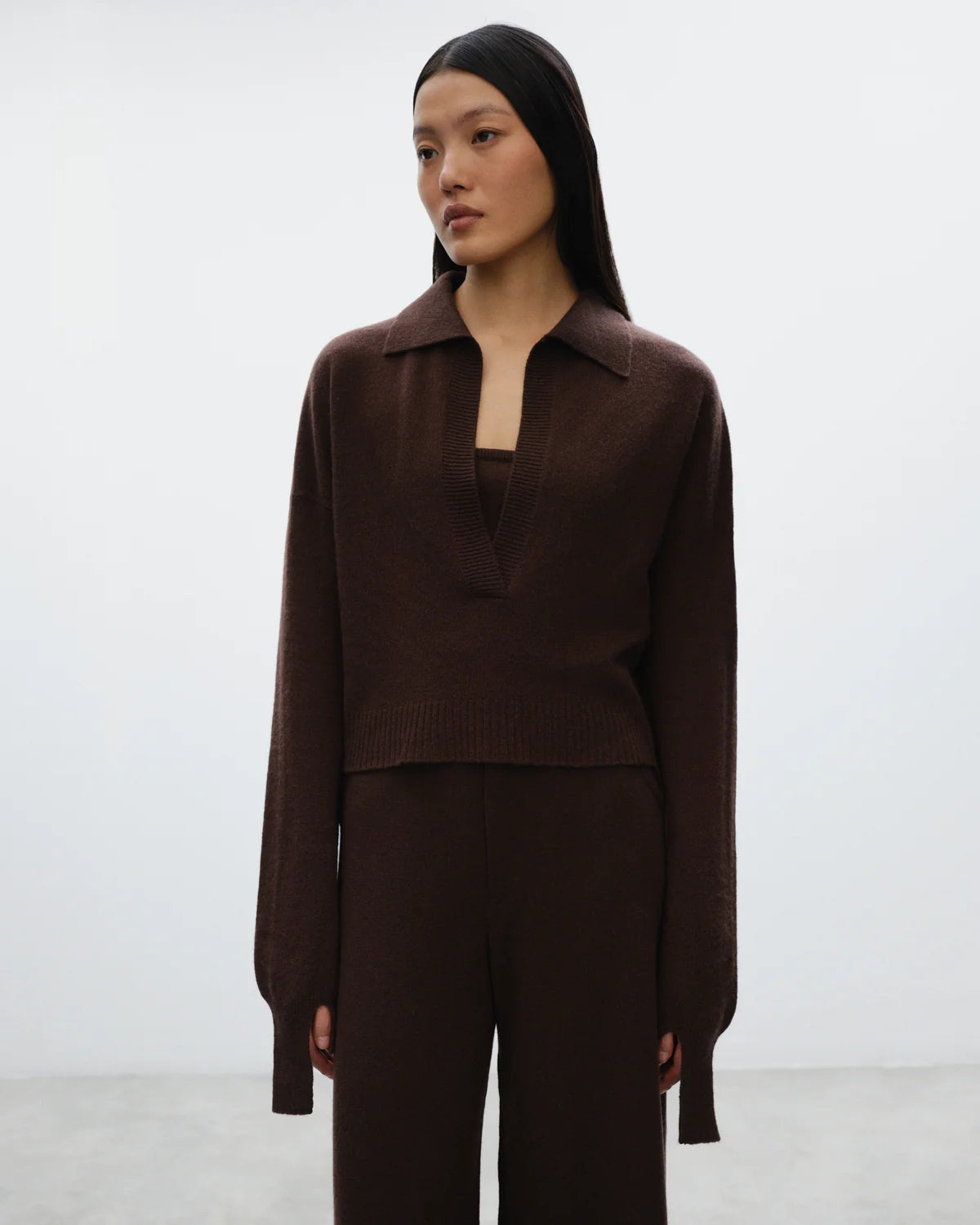 ELY ELY Julia Open Polo Sweater | Brown