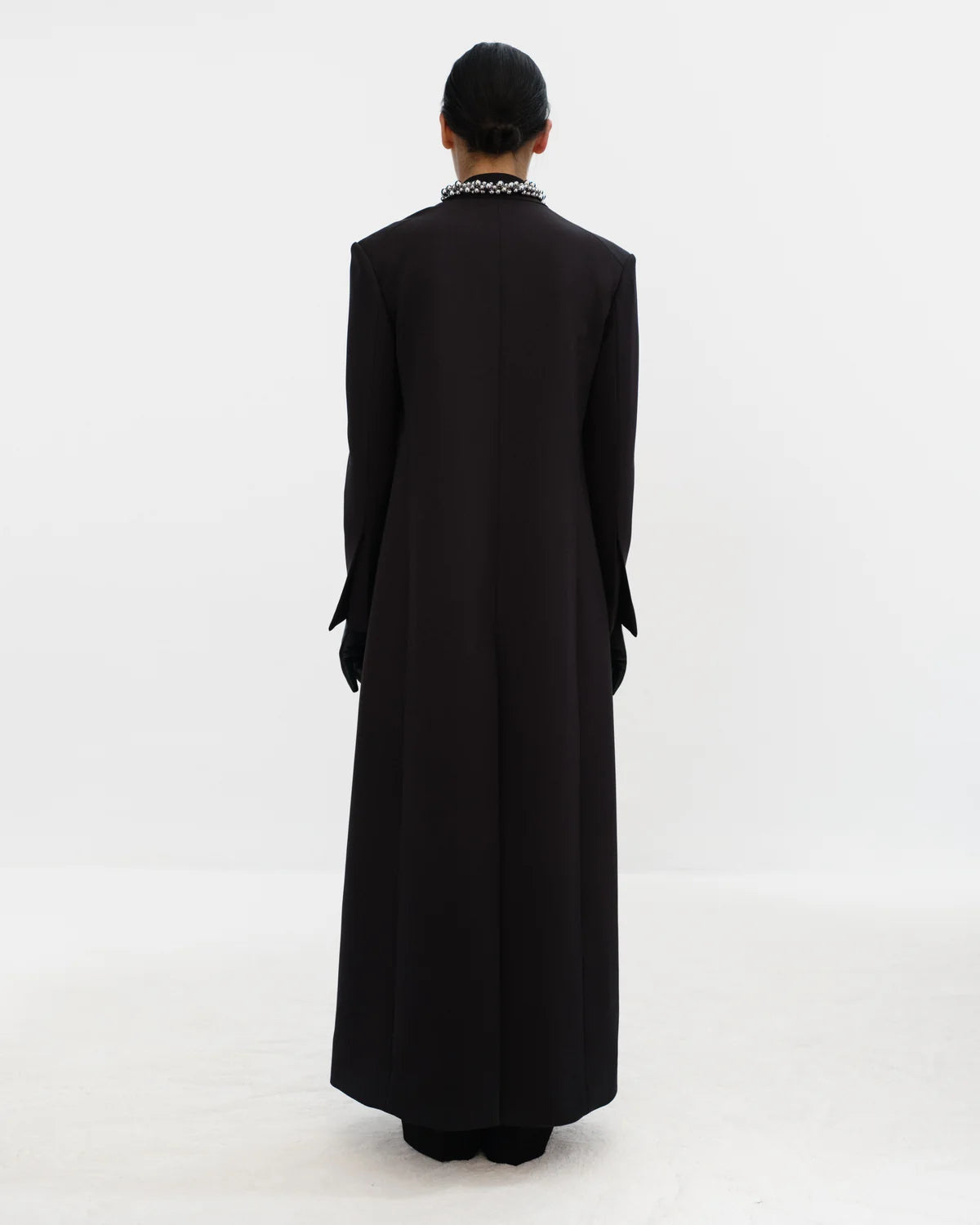 ELY ELY Hany Collarless Long Coat | Black