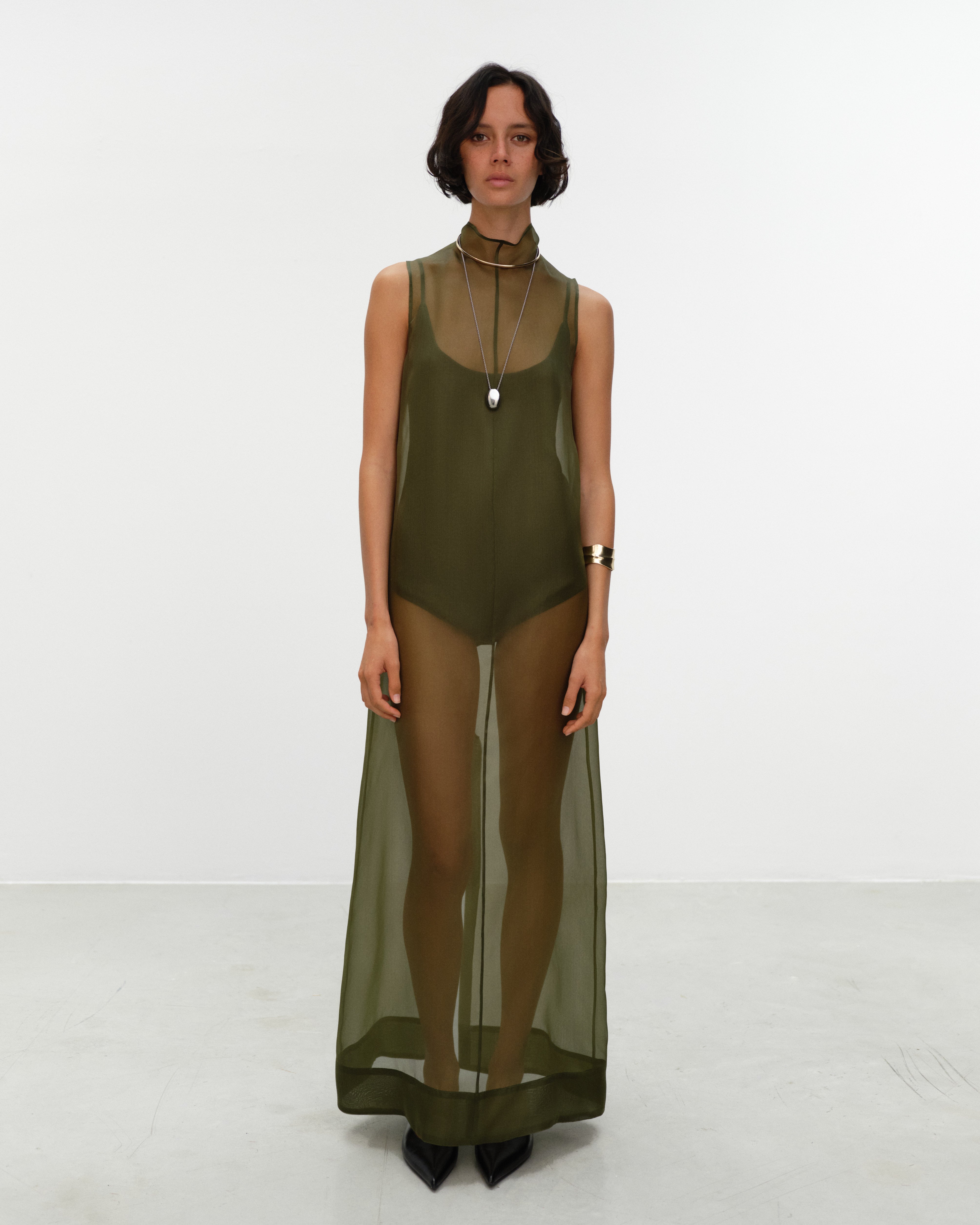 ELY ELY Ivy Sheer Silk Dress | Ivy Green