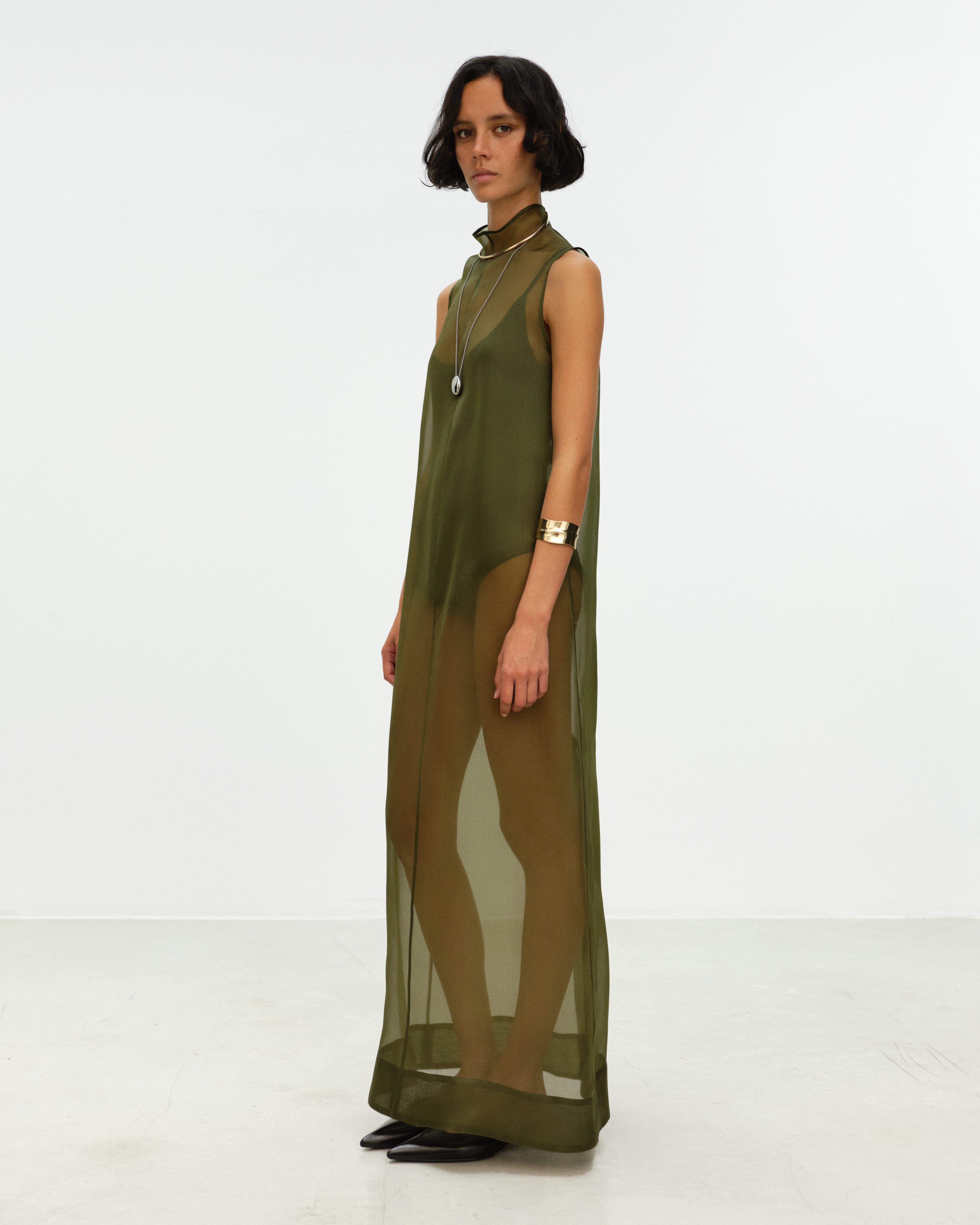 ELY ELY Ivy Sheer Silk Dress | Ivy Green