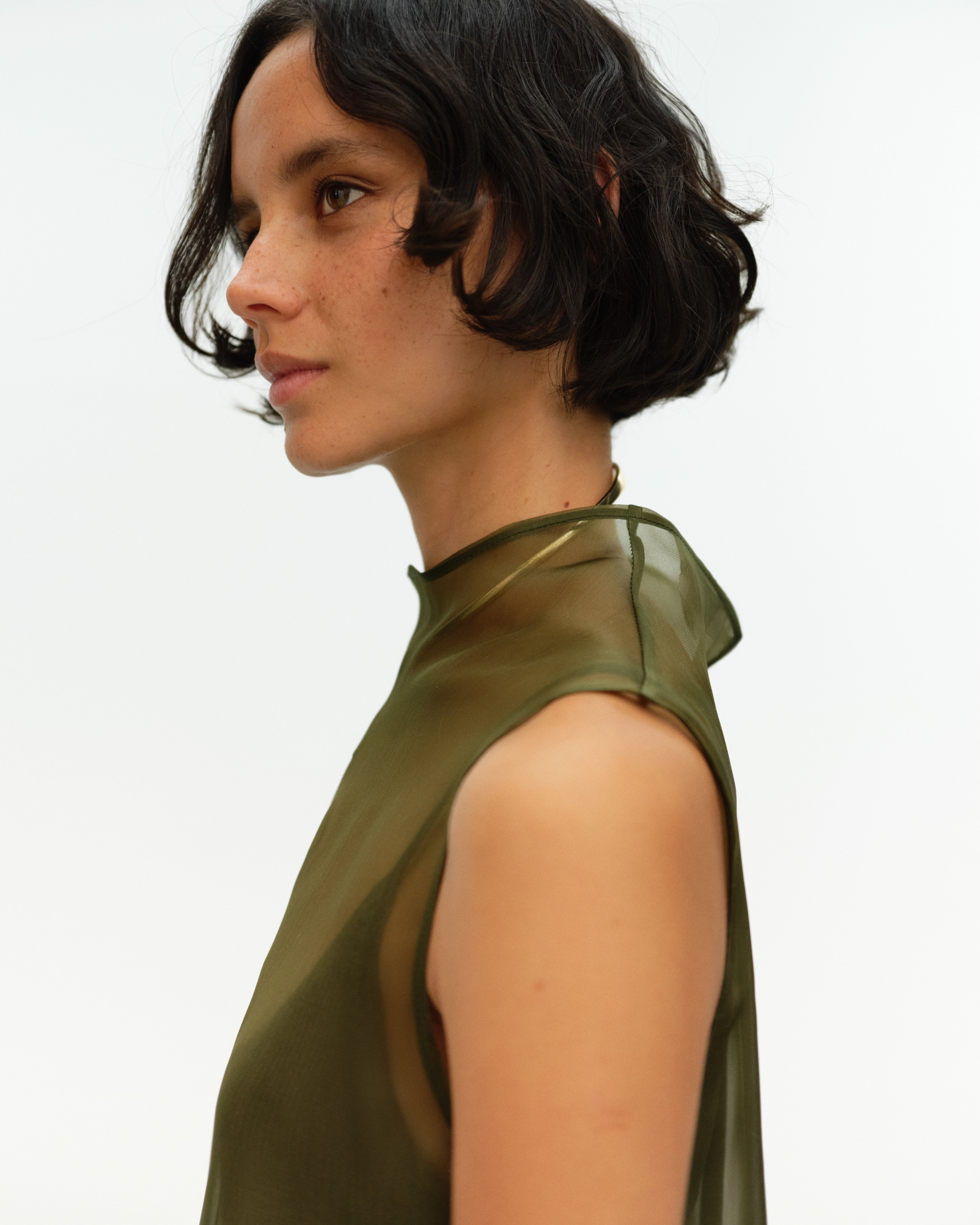 ELY ELY Ivy Sheer Silk Dress | Ivy Green