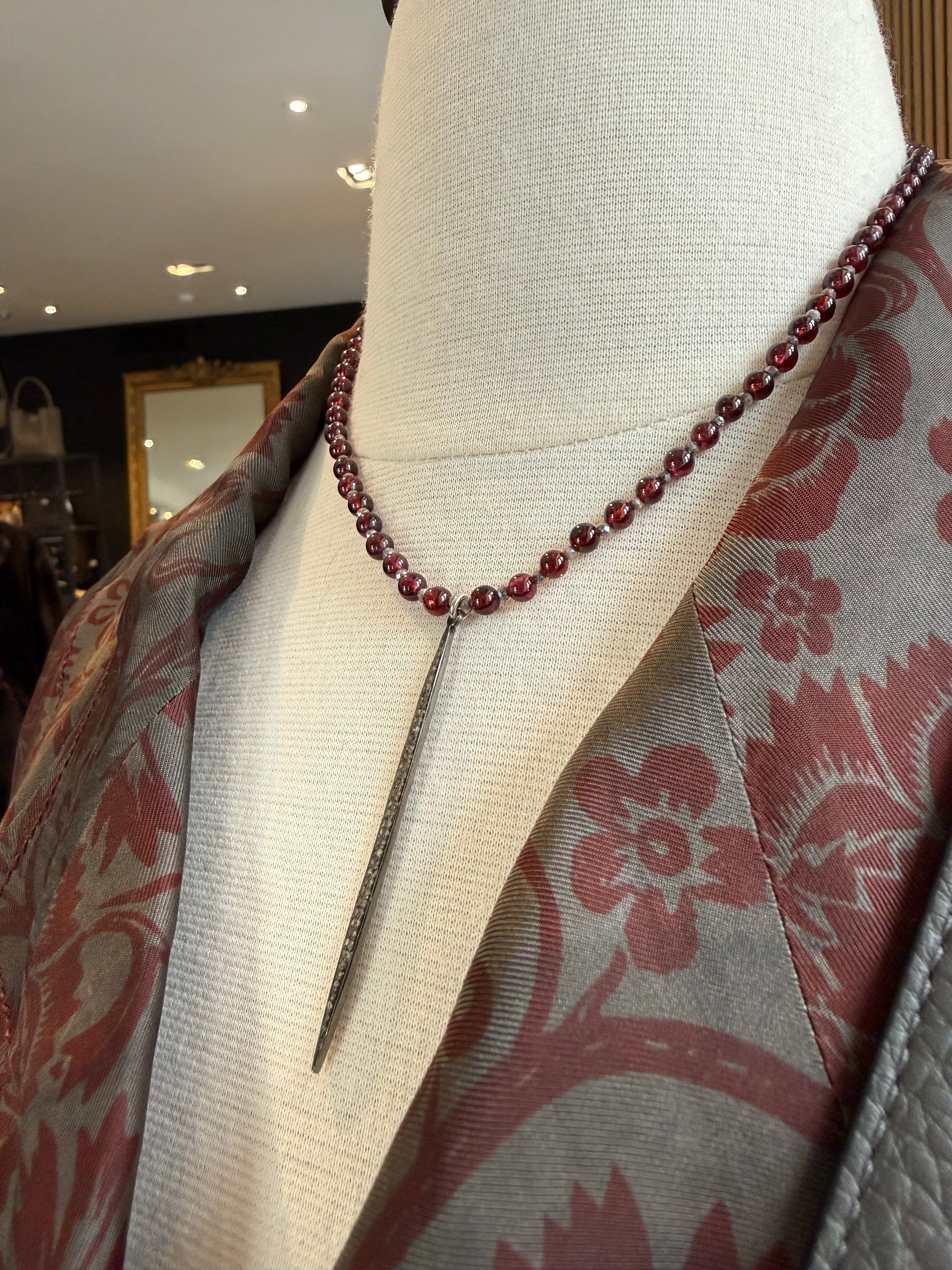 TLO Garnet Necklace/ Pave Straight