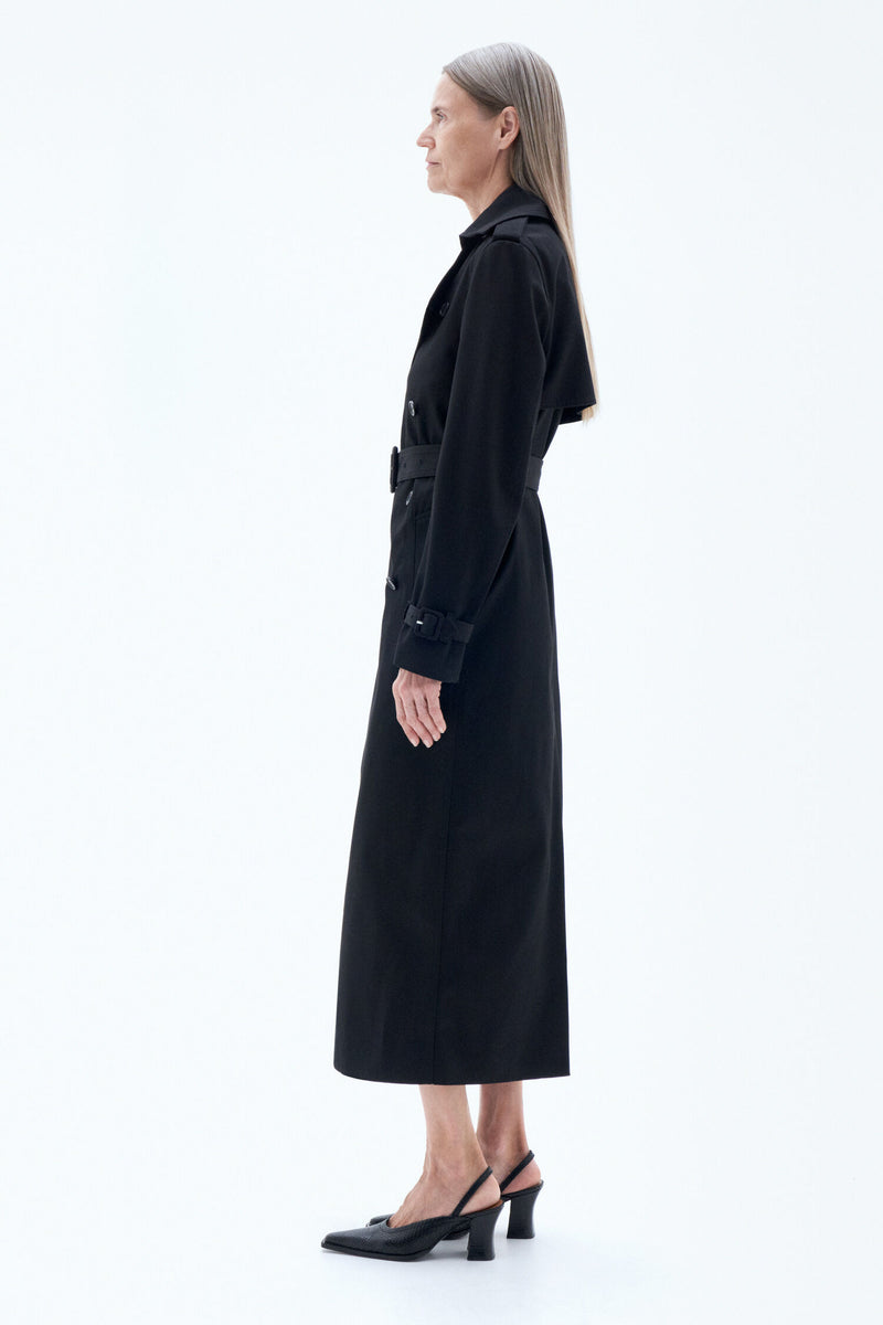 Filippa K Black Cotton Trench Coat CLEMENTINE S