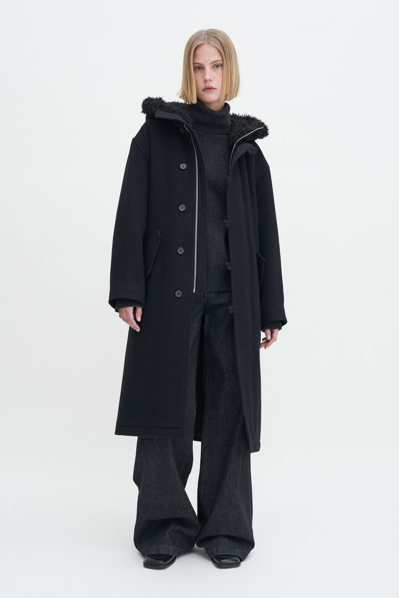 Filippa K Black Wool Parka Coat