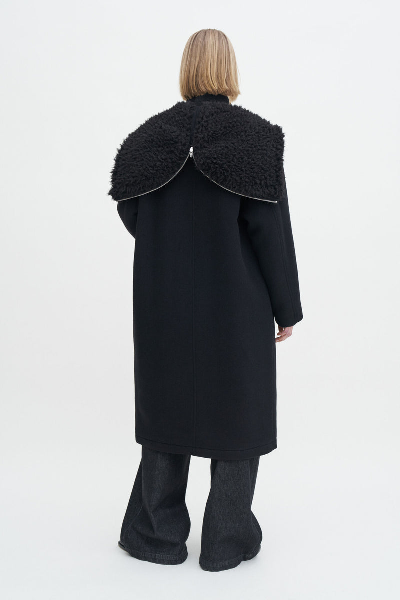 Filippa K Black Wool Parka Coat