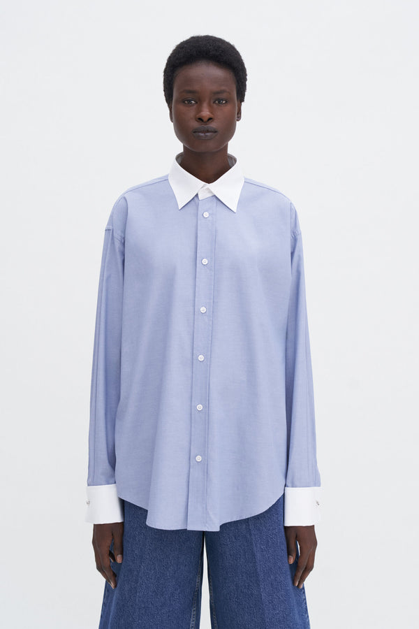 Filippa K Steel Blue Cotton Tuxedo Shirt