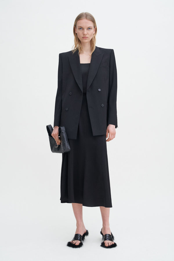 Filippa K Black Midi Satin Skirt