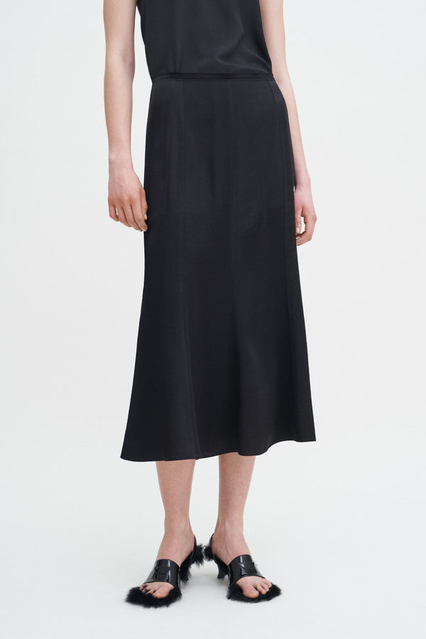 Filippa K Black Midi Satin Skirt