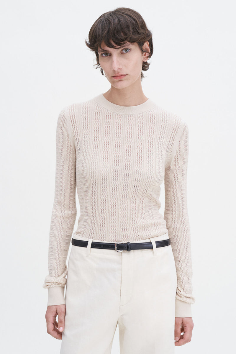 Filippa K Lace Knit Top Lt. Beige