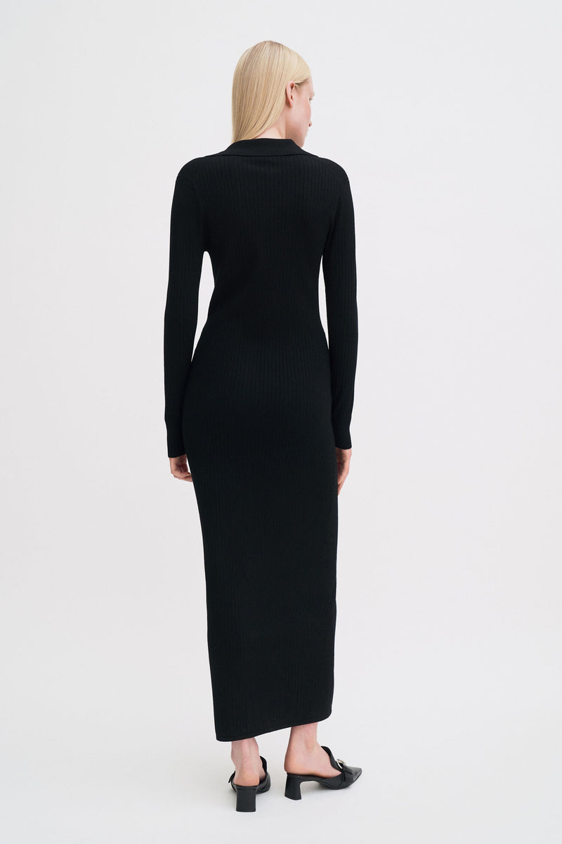 Filippa K Rib Knit Shirt Dress Black