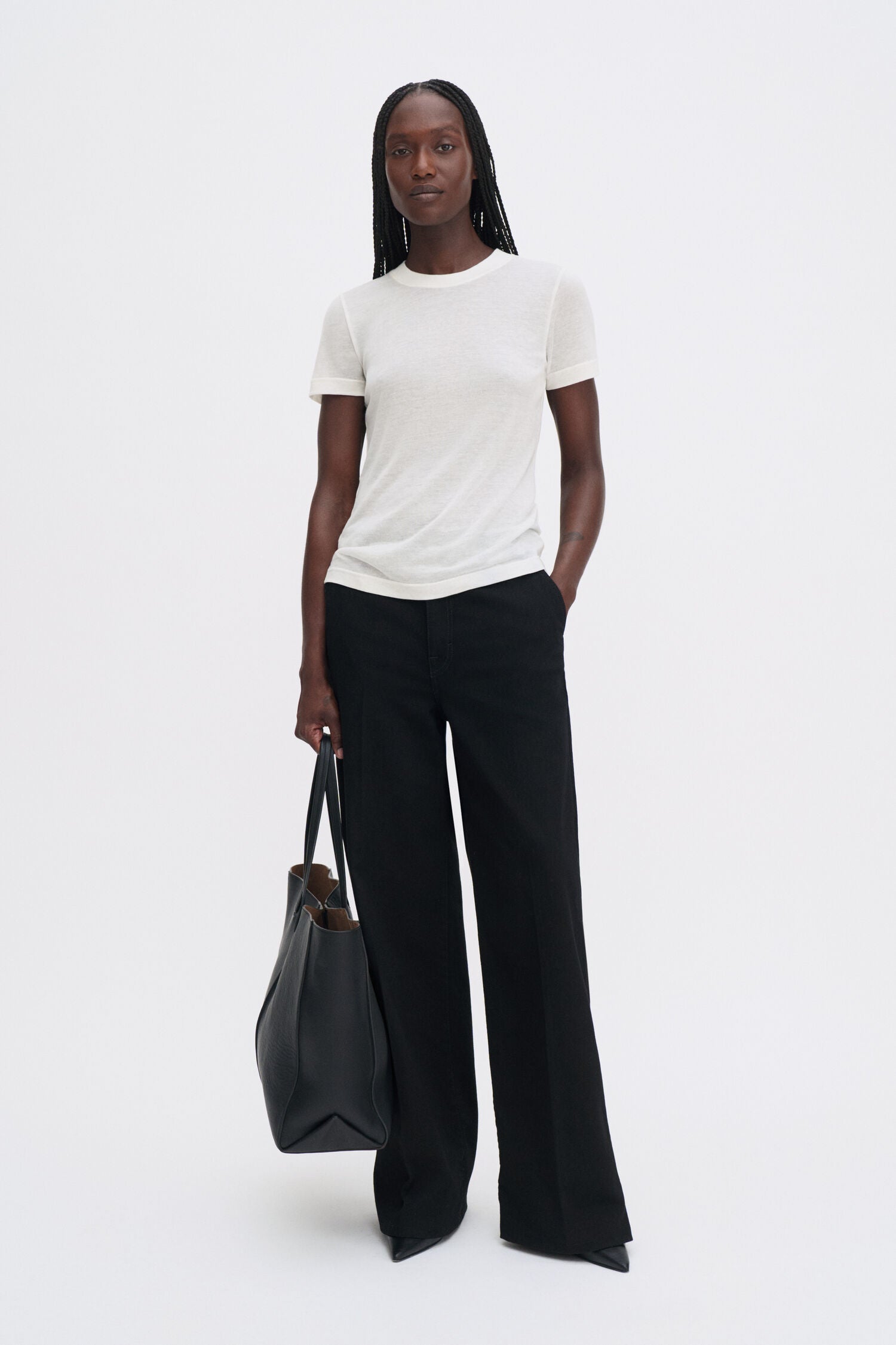 Filippa K Lyocell Cashmere T-Shirt Winter White