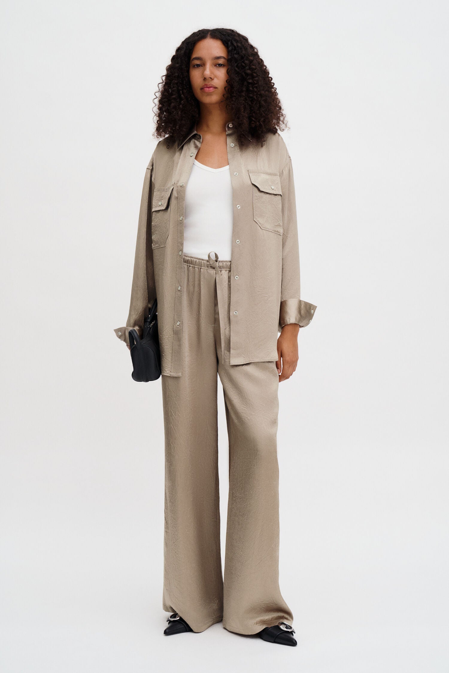 Filippa K Eve Draped Trousers | Dark Taupe